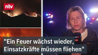 "Ein Feuer wächst wieder, Einsatzkräfte müssen fliehen" - Callenius zu Flammen bei L.A. | ntv