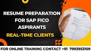 SAP FICO S4 HANA COMPLETE RESUME PREPARATION FOR BEGINNERS AND  EXPERIENCED ASPIRANTS