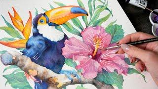 How to Paint Black Things with Watercolor  Toucan Tutorial