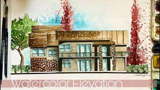 How to draw elevation watercolor manual rendering