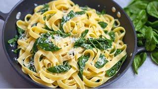 The most delicious spinach pasta recipe in 5 minutes that I have ever eaten! Spinach pasta pan with