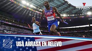 USA gana el oro y rompe récord en Relevo 4x400 m masculino | Juegos Olímpicos París 2024