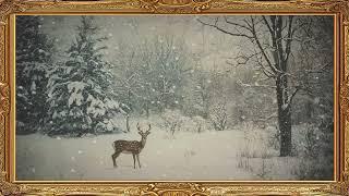 Deer Frame TV Art Vintage Painting Screensaver Framed 4K HD Wallpaper Winter Landscape Slideshow