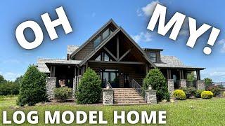 The COOLEST LOG model home in the world(IMO)! Prefab House Tour