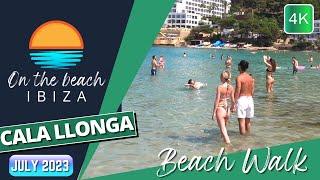 Cala Llonga in July, Beach Walk Youtube 4K