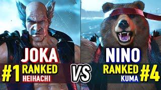 T8  JOKA (#1 Ranked Heihachi) vs NINO (#4 Ranked Kuma)  Tekken 8 High Level Gameplay