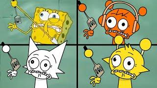 SpongeBob Removing A Splinter but it's Oren, Wenda, Simon (SPRUNKI ANIMATION COMPARISON)