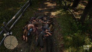 RDR 2: Pigs eating a corpse & burning a pile of bodies