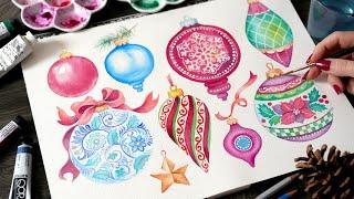 Watercolor Christmas Ornaments  Every Technique You'll Ever Need