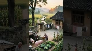 The simple daily life in the countryside, growing vegetables, feeding pigs, outlines the most beauti