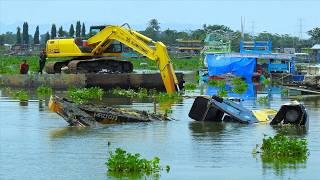 Sumitomo SH210 Excavator Drowned In A Pond Heavy Recovery