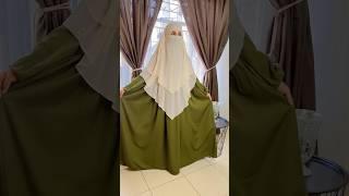 Green Pleated Abaya Set with Two layer khimar By HubbeMariam Tutorial #jilbab #abaya #khimar