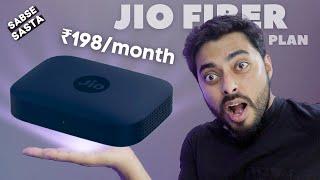 Sabse Sasta Unlimited Fiber Internet in India @198 rs/ month | Jio Fiber Backup plan.