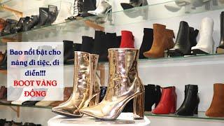 [ TP Fashion shop] Boot lửng da bóng màu vàng đồng SANG CHẢNH GBN1301