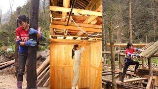 From winter to spring, the village girl built a bamboo house of her own from scratch