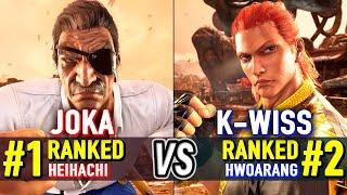 T8  JOKA (#1 Ranked Heihachi) vs K-WISS (#2 Ranked Hwoarang)  Tekken 8 High Level Gameplay