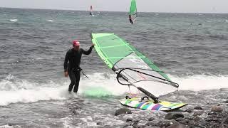 Coming out of the water - Windsurfing