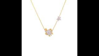 14k Yellow Gold Diamond Turtle & Starfish Necklace