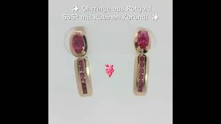 Ohrringe aus Rotgold 585° mit Rubinen Korund! auf ionn.de  #rotgold #jewelry #585