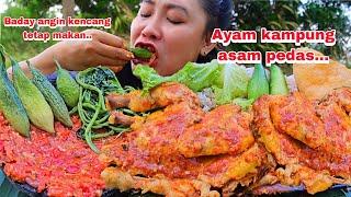 BADAY ANGIN KENCANG TETAP MAKAN AYAM KAMPUNG ASAM PEDAS + SAMBAL BAJAK