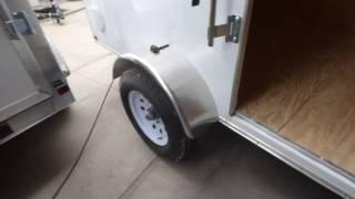 White 6x10 Enclosed Cargo Trailer Side Door / Rear Ramp - Off Road Base