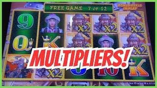 I Love MULTIPLIERS! On Dragon Link Ghengis Khan Slots!