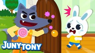 The Wolf and the Lovely Bunny Buddy |  Who's at the Door? | Good Habit Songs for Kids | JunyTony