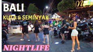 BALI NIGHTLIFE  KUTA And SEMINYAK Bali Indonesia Night walking tour |Bali Night Life 4K