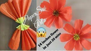 How to make Giant Crepe Paper flower for room decoration,Handmade wall decor ideas DIY@PaperSai Arts