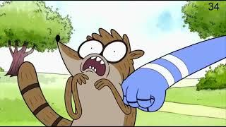 Regular Show - Every Clip Of Mordecai Punching Rigby