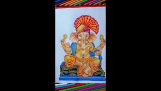 Lord Ganesha Drawing  || Happy Ganesh Chaturthi || Colour Pencil ||#shorts