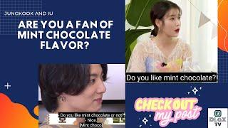 IU and Jungkook coincidences-JK & IU defending their favorite mint chocolate- kooku moments- part 13