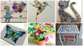 50+ Creative Ways to Reuse Old Waste BUTTONS | button crafts | home decor | interior decoration