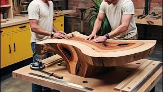 A Carpenter's Unique Idea: Using a Uniquely Shaped Piece of Wood as the Focal Point of a Table