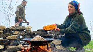 Just Relax and Watch this Recipe for Incredibly Delicious PILAF Cooking in the Foggy Mountains!