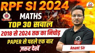 RPF SI 2024 | MATHS के Top 30 सवाल | 2018 से 2024 तक का निचोड़ Paper से पहले By Anant Sir