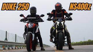 NS400z vs KTM Duke 250 Drag Race