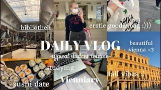 DAILY VLOGI Studentenleben, lernen, ersti goodie bag, sushi date, Herbst in Wien, Wocheneinkauf