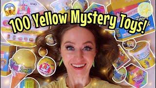 UNBOXING 100 *YELLOW ONLY* MYSTERY TOYS!! (L.O.L, MINI BRANDS, LANKY BOX, TREASURE X ETC!🫢)