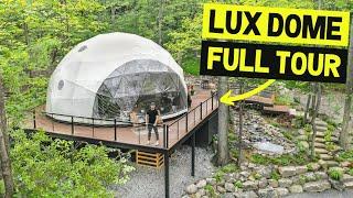 LUXURY GEODESIC GLAMPING DOME w/ WATERFALL! Tiny Home Airbnb Full Tour