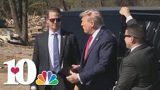 Former President Donald Trump tours Helene damage in North Carolina