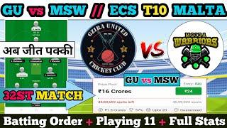 Gu vs msw Dream11 || Gu vs msw Dream11 prediction || Gu vs msw 32st Match || Gu vs msw