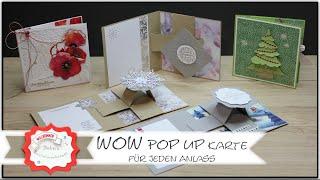 Besondere Kartenform - Pop Up Karte basteln - Slider Card - Stampin´Up! - Babykarte Weihnachtskarte