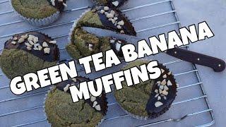 VEGAN MATCHA GREEN TEA BANANA MUFFINS | tess begg