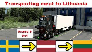 ETS2 | Beef Meat To Lithuania | Scania S 8x4 | ENG PC Gameplay