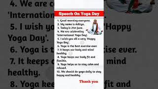10 Lines Speech On International Yoga Day | Yoga Day Speech in English | #shorts #yogaday