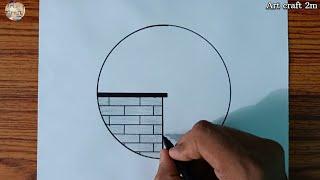 Easy Scenery Drawing - Beautiful Circle Drawing Pictures Easy ️️ @Artcraft2m