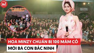 Hoà Minzy chuẩn bị 100 mâm cỗ mời bà con Bắc Ninh, đám đông vỡ trận đến bảo vệ bất lực