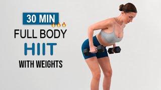 30 MIN FULL BODY Advanced HIIT - Intense Fat Burn + Build Muscles | With Weights | No Repeat