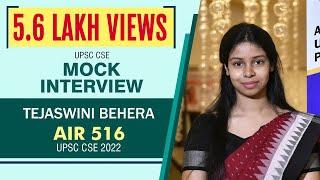 TEJASWINI BEHERA | AIR - 516 - IAS 2022, UPSC CSE 2022 | Topper Mock Interview | APTI PLUS